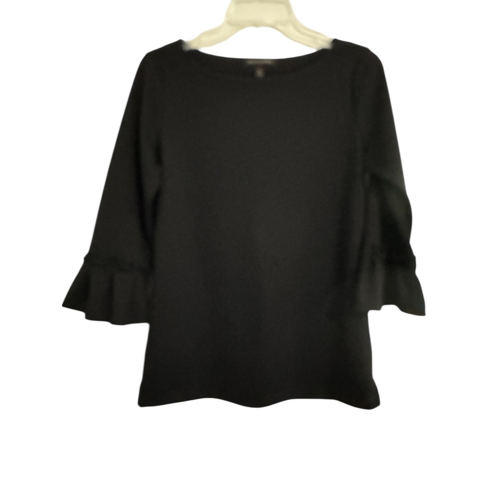 Banana Republic Black Boat Neck Ruffle Sleeve‎ Blouse XS